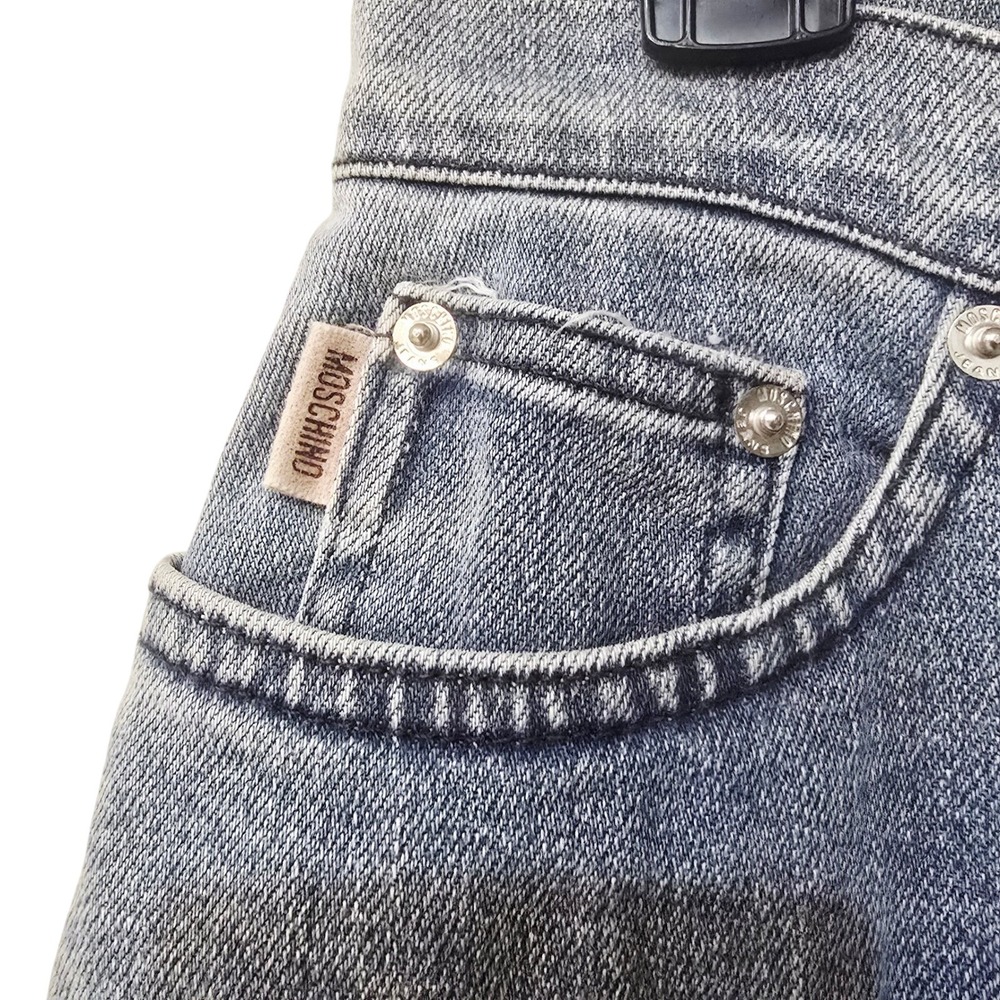 Moschino Jeans Vintage Y2K Denim Mini Skirt Light Wash Sequin Japanese Size 10 - Picture 4 of 8